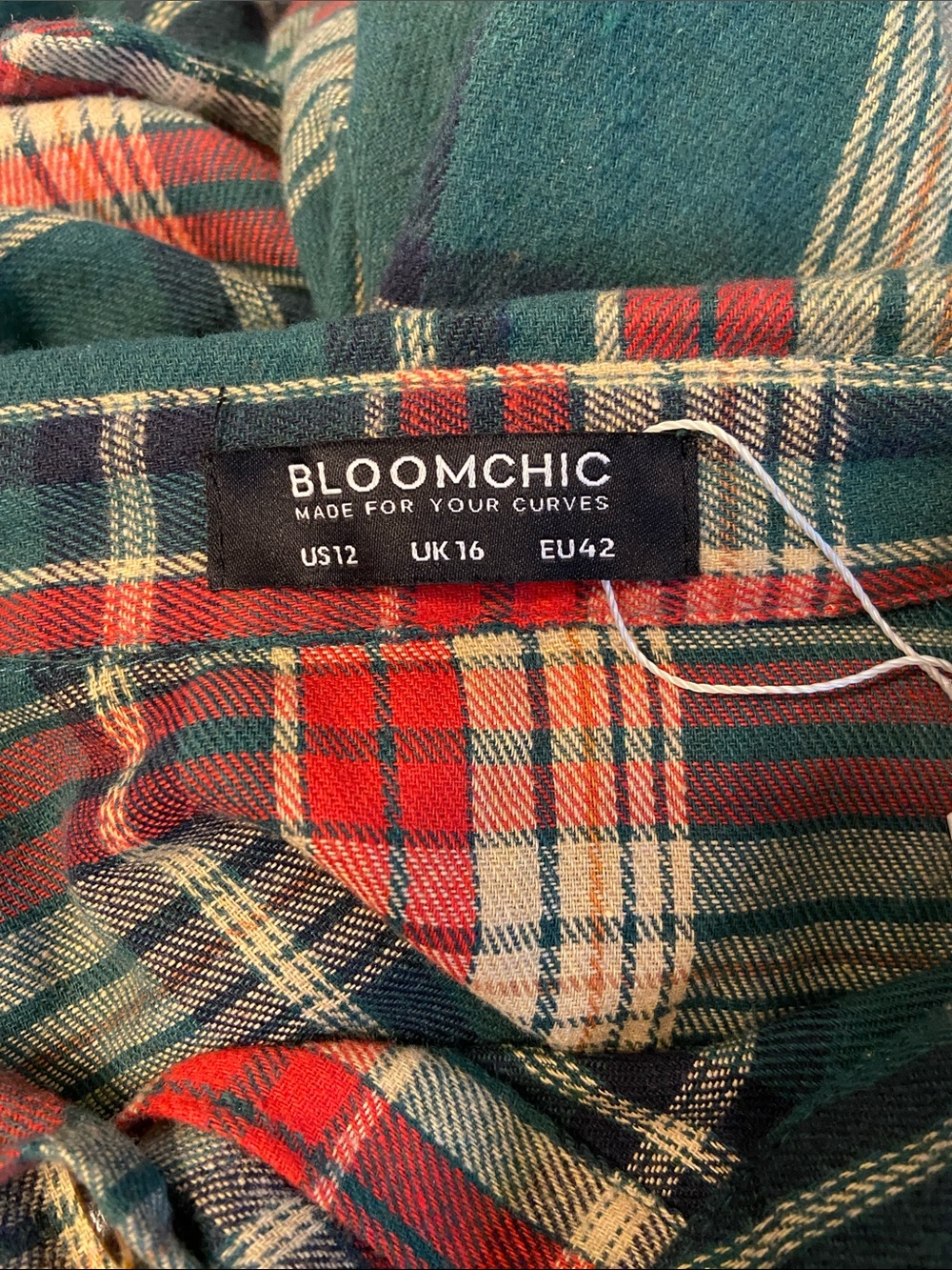 Bloomchic Dark Academia Librarian Autumn Cozy Plaid Dress Shirt Dress Size 12 - Picture 7 of 9